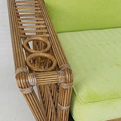 Palecek Bamboo Sofa with Lime Green Cushions