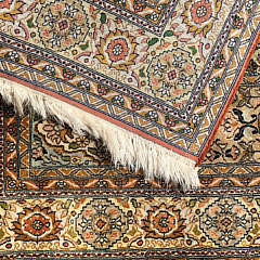 Diminutive Hand Woven Silk and Wool Carpet