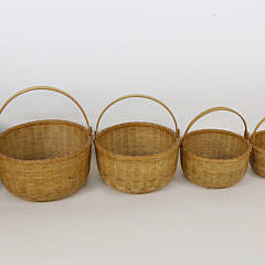 Nest of 7 Arthur R. Martin Oversized Nantucket Round Swing Handle Baskets