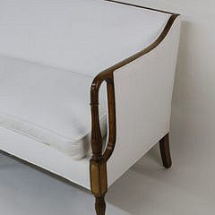 Federal Style White Upholstered Mahogany Sofa