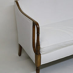 Federal Style White Upholstered Mahogany Sofa