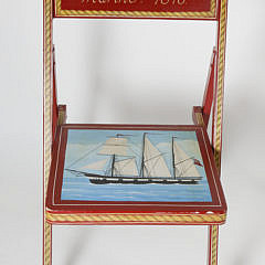 Pair of Red Hand Painted Nautical Theme Folding Chairs