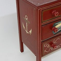 Red Nautical Painted Three Drawer Chest