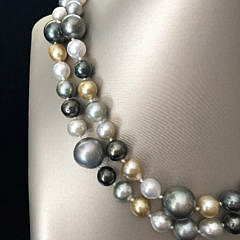 Fine White, Gold, and Grey South Sea Pearl Cocktail Necklace