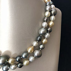 Fine White, Gold, and Grey South Sea Pearl Cocktail Necklace