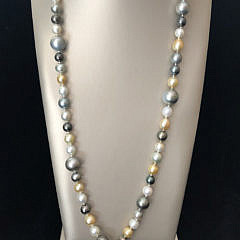 Fine White, Gold, and Grey South Sea Pearl Cocktail Necklace