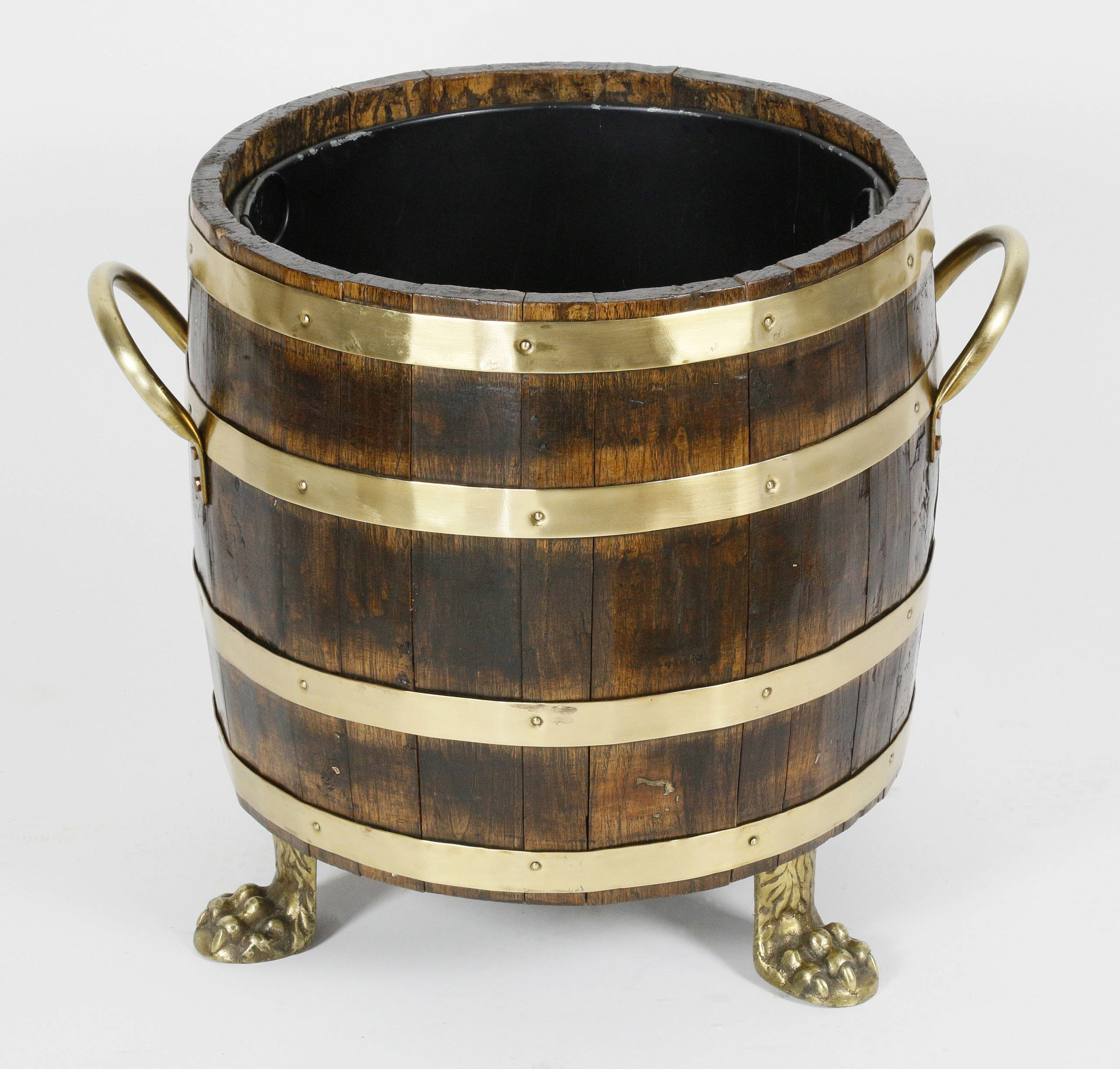 19th Century Brass Bound Peat Bucket 19th Century Brass Bound Peat
