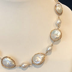 White Baroque Pearl and Sterling Silver Vermeil Wire Necklace