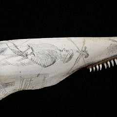 Pair of Scrimshaw Porpoise Jawbones, 19th c.