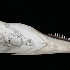 Pair of Scrimshaw Porpoise Jawbones, 19th c.