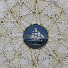 Contemporary White Shell Sailor’s Valentine with Charlie Munro Central Painting