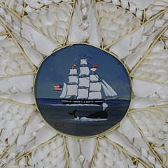 Contemporary White Shell Sailor’s Valentine with Charlie Munro Central Painting