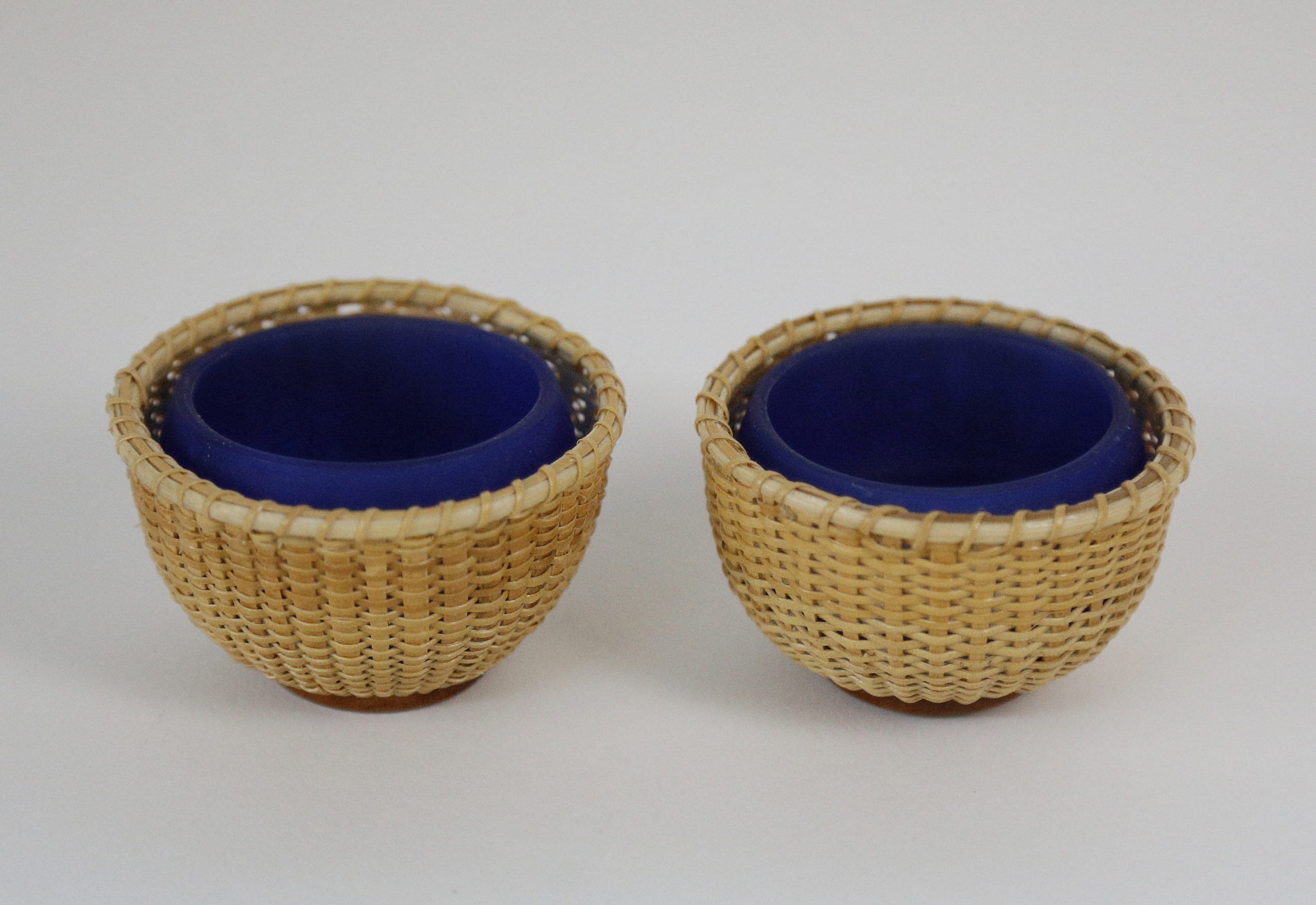 Pair Nantucket Baskets Pair of Nantucket Basket Open Salts with