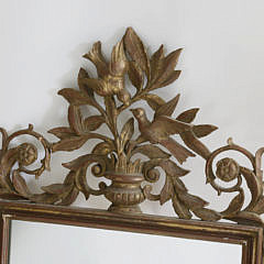 Antique French Gilt and Carved Mirror with Love Bird Pediment