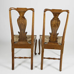 Pair of Pennsylvania Walnut Queen Anne Side Chairs