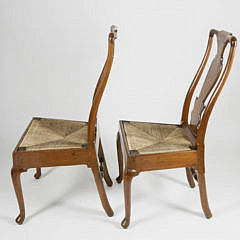 Pair of Pennsylvania Walnut Queen Anne Side Chairs