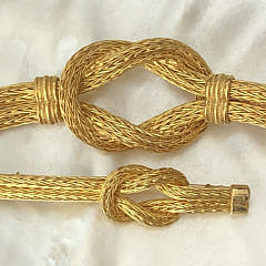 Ilias Lalaounis 18k Yellow Gold Hercules Woven Knot Bracelet and Brooch