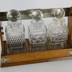 Oak and Crystal Tantalus Set, 19th Century