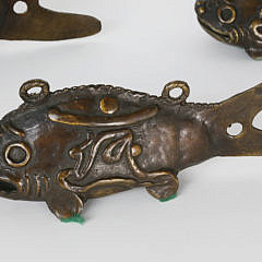 Set of Three Chiming Patina Bronze Japanese Graduated Koi Fish Ornaments