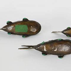 Set of Three Chiming Patina Bronze Japanese Graduated Koi Fish Ornaments