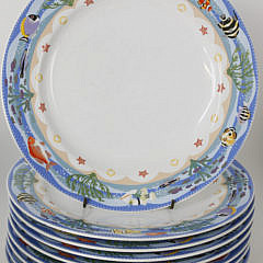 Set of 27 Claire Murray Nautical Decorated Stoneware Plates