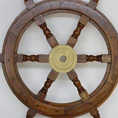 Contemporary Mahogany Ship’s Wheel