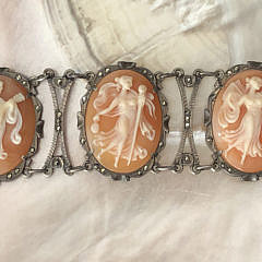 Antique Carved Six Cameo Bracelet