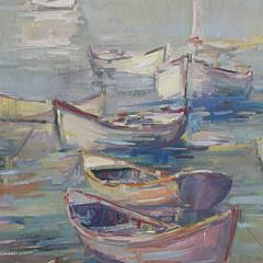 David Lazarus Oil on Canvas “Dories in Calm Waters”