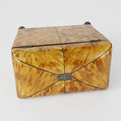 English Regency Tortoiseshell Double Compartment Tea Caddy, Early 19th c.