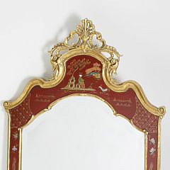 Red Chinese Chinoiserie Mirror