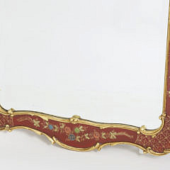 Red Chinese Chinoiserie Mirror