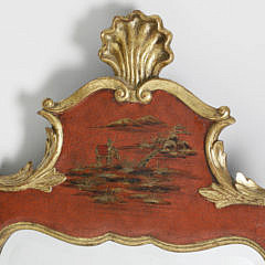 Red Chinese Chinoiserie Mirror