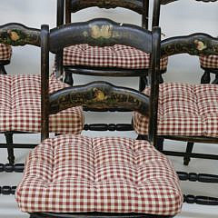 Six Country Decorated Caned Seat Chairs, 19th Century