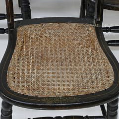 Six Country Decorated Caned Seat Chairs, 19th Century