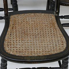 Six Country Decorated Caned Seat Chairs, 19th Century