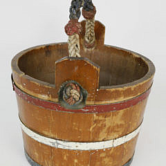 Ships Water Bucket with Polychromed Fancy Ropework Becket Handle