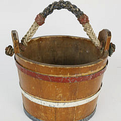 Ships Water Bucket with Polychromed Fancy Ropework Becket Handle