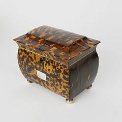 English Regency Tortoiseshell Double Compartment Tea Caddy, 19th c.