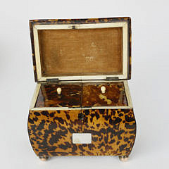 English Regency Tortoiseshell Double Compartment Tea Caddy, 19th c.