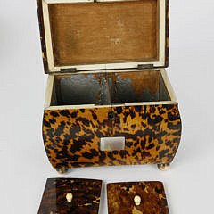 English Regency Tortoiseshell Double Compartment Tea Caddy, 19th c.