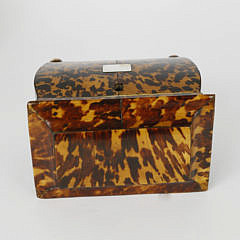 English Regency Tortoiseshell Double Compartment Tea Caddy, 19th c.