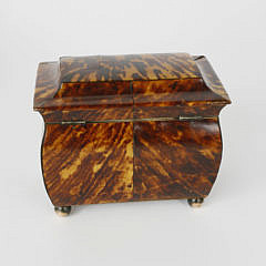 English Regency Tortoiseshell Double Compartment Tea Caddy, 19th c.