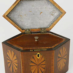 English Hexagonal Single Compartment Tea Caddy, 19th c.