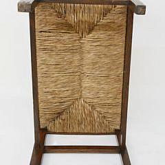 English Oak Spindle Back Rush Seat Settee, 19th c.