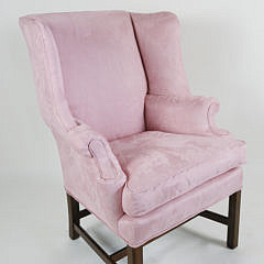 Chippendale Style Pink Suede Lady’s Wing Chair