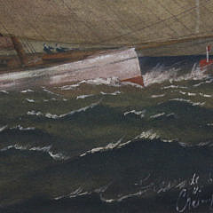 Yacht Race Watercolor Tempera on Paper