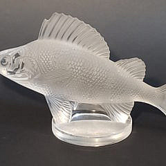 Signed Lalique French Frosted Glass Figural Yellow Perch