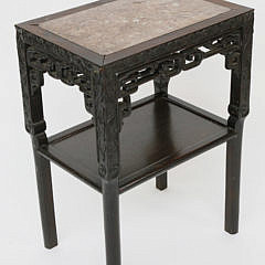 101-4935 Teakwood and marble side Table A_MG_7583