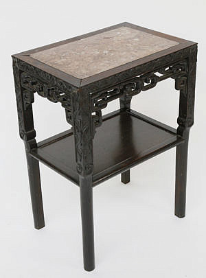 101-4935 Teakwood and marble side Table A_MG_7583