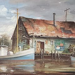 Melvin Orville Miller Jr. Oil on Canvas, “Fisherman’s Shack”